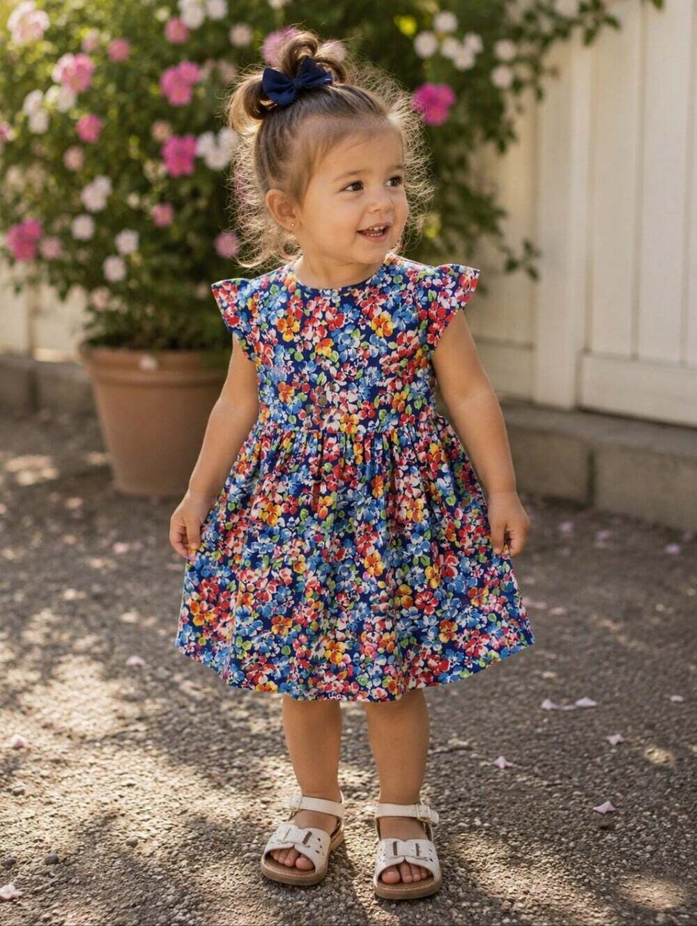 Ralph Lauren Baby Girls 24M Blue Multicolor Garden Floral Fit & Flare Dress